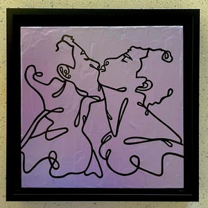 Original artwork — acrylic on 8x8” wood panel —  ”Greatest Protector - Lilac”— framed in 9.5x9.5” black floater frame — ready to hang!