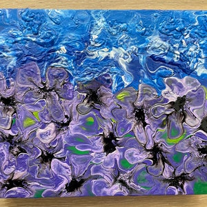 Original abstract artwork — acrylic painting on 8x10x1.5” wood panel — ”Field of Purple” — ready to hang or place on surface to enjoy!