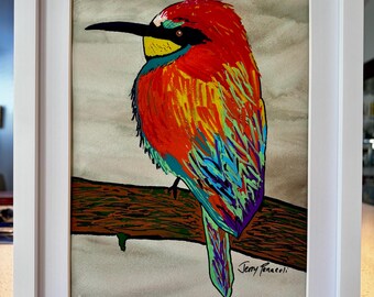 Original artwork— watercolor on 9x12” archival paper — “Radiance at Rest” — matted in a 12x15x2” white wooden frame — ready to hang!