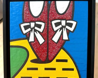 Original painting “No Place Like Home” - varnished acrylic on wood panel - in a 9.5x9.5” black floater frame - to hang on wall!