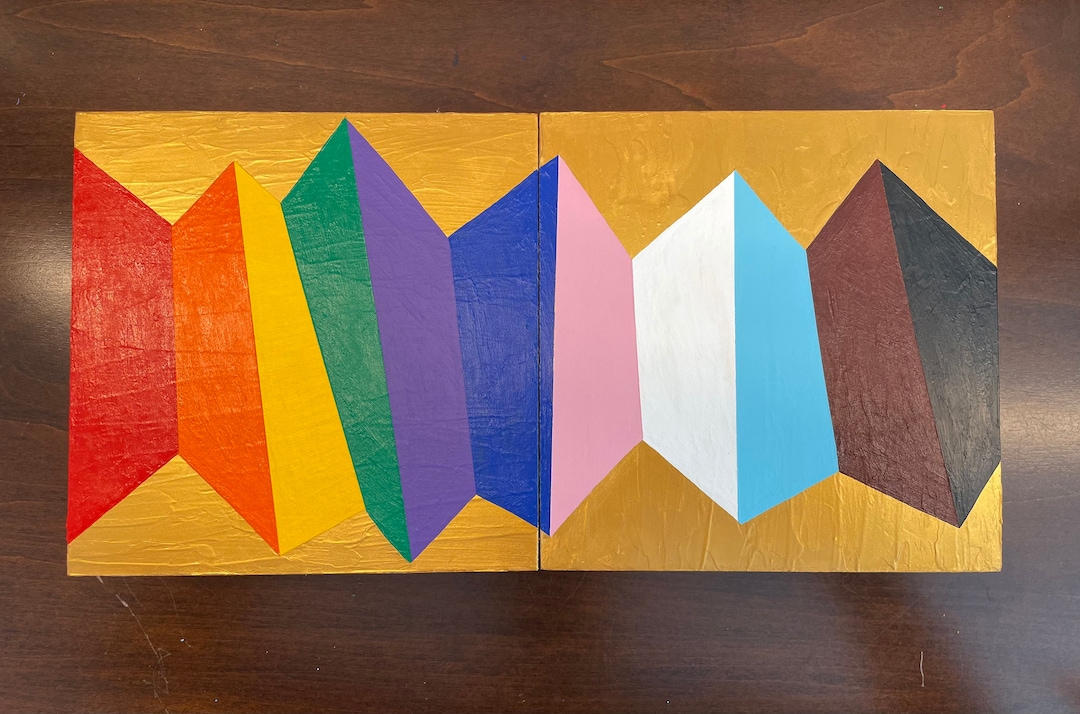 Original Painting Acrylic on Wood Panels Diptych on Two 6x6x2 Panels