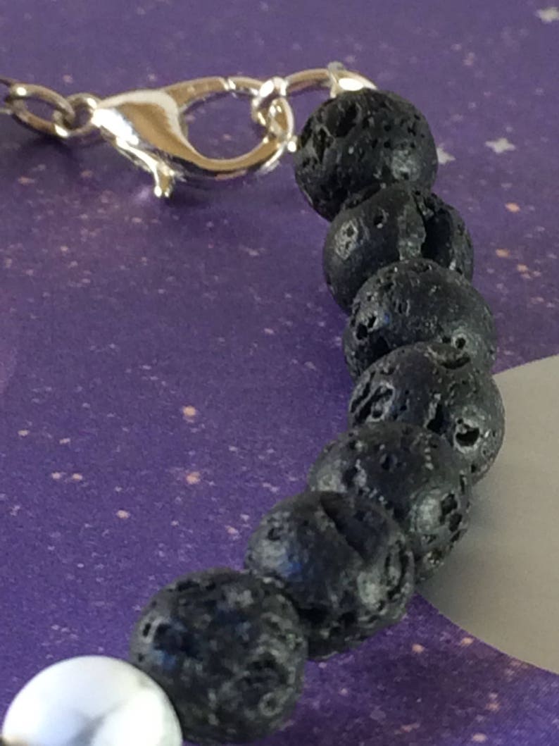 Witchcraft White Howlite Lava Beads Moon Phase Jewelry Lunar Jewelry Goddess Jewelry