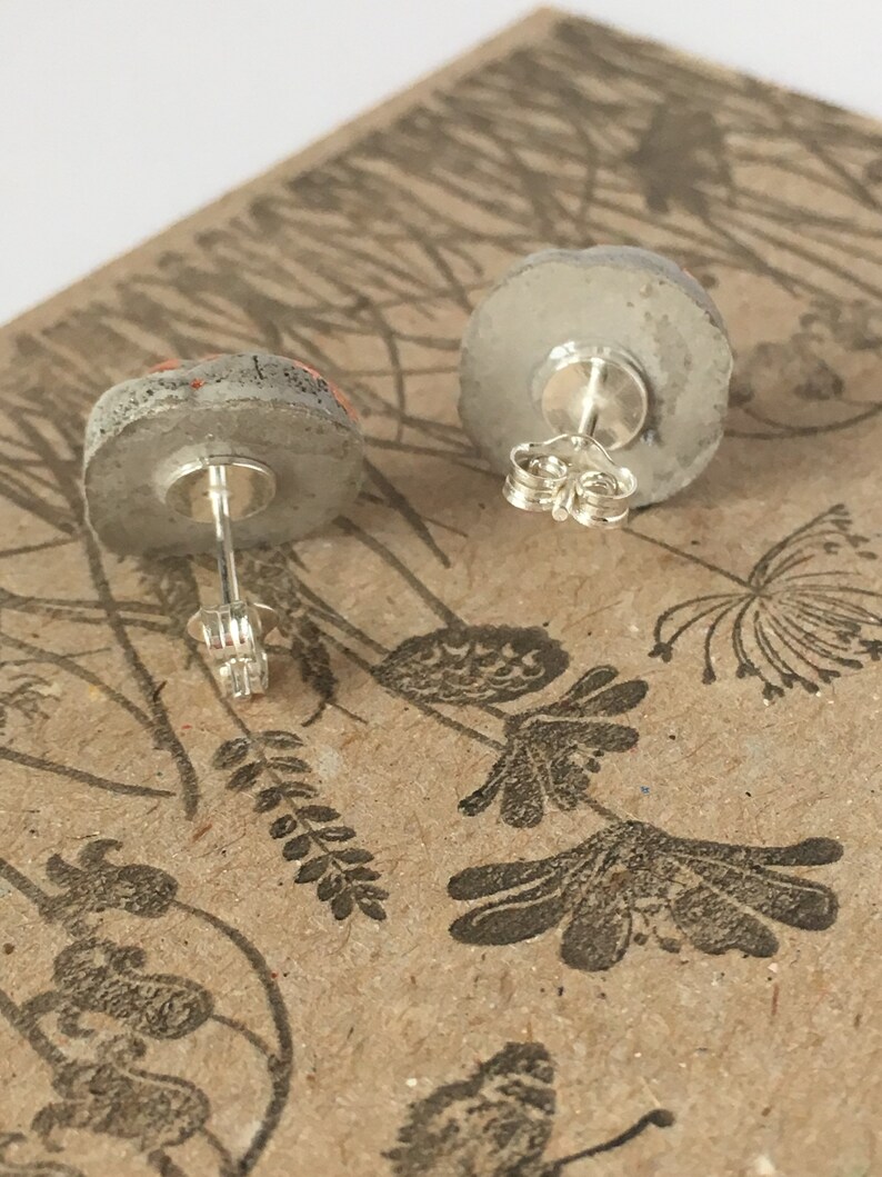 Rustic Copper Gifts For Women Cement Rose Stud Earrings Sterling Silver