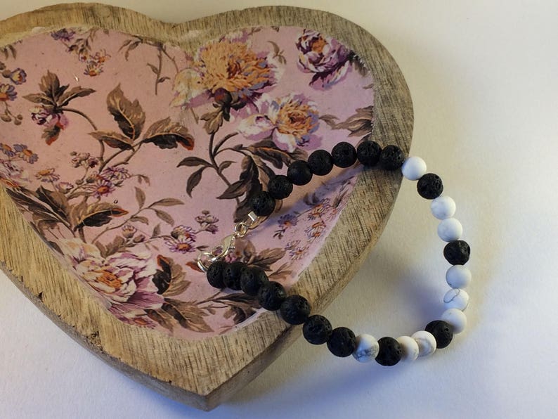 Witchcraft White Howlite Lava Beads Moon Phase Jewelry Lunar Jewelry Goddess Jewelry