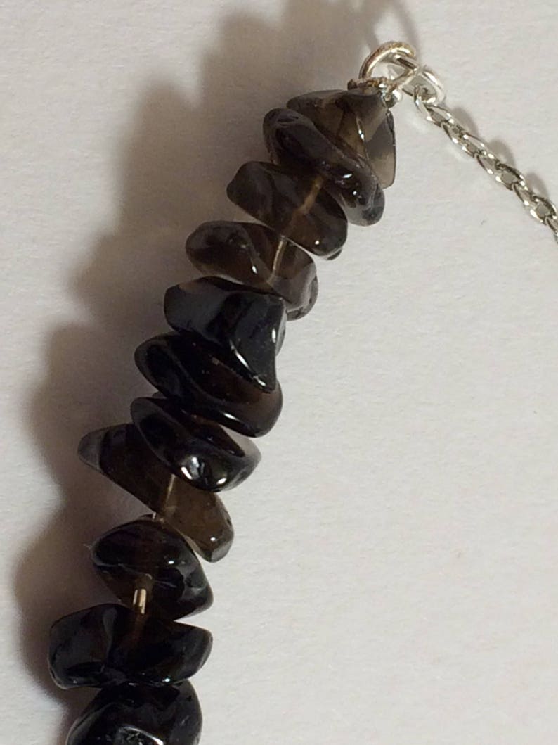Gemstone Bar Necklace Metaphysical Healing Semi Precious Jewelry Smokey Quartz Bar Necklet Witchcraft Root Chakra Necklace