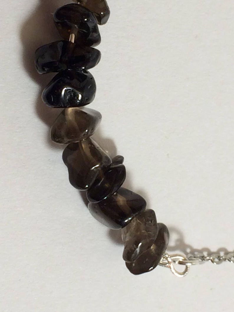 Gemstone Bar Necklace Metaphysical Healing Semi Precious Jewelry Smokey Quartz Bar Necklet Witchcraft Root Chakra Necklace