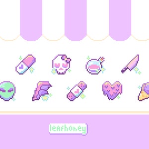 Creepy Cute Pastel Twitch Sub Pixel Art Badges Icons