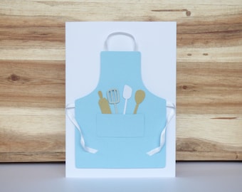 Apron Cooking Handmade Card, Papercrafted Handmade Greetings Card, Handcrafted Papercut Greetings Card, Blank Card