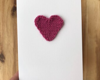 Valentines Day Knitted Heart Card, Handmade Card, Handcrafted Papercut Greetings Card