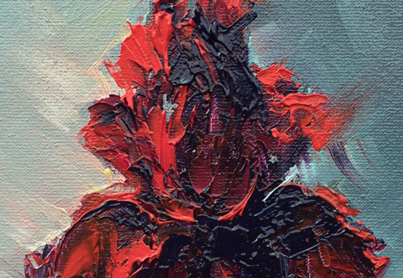 Iris flower painting original art red