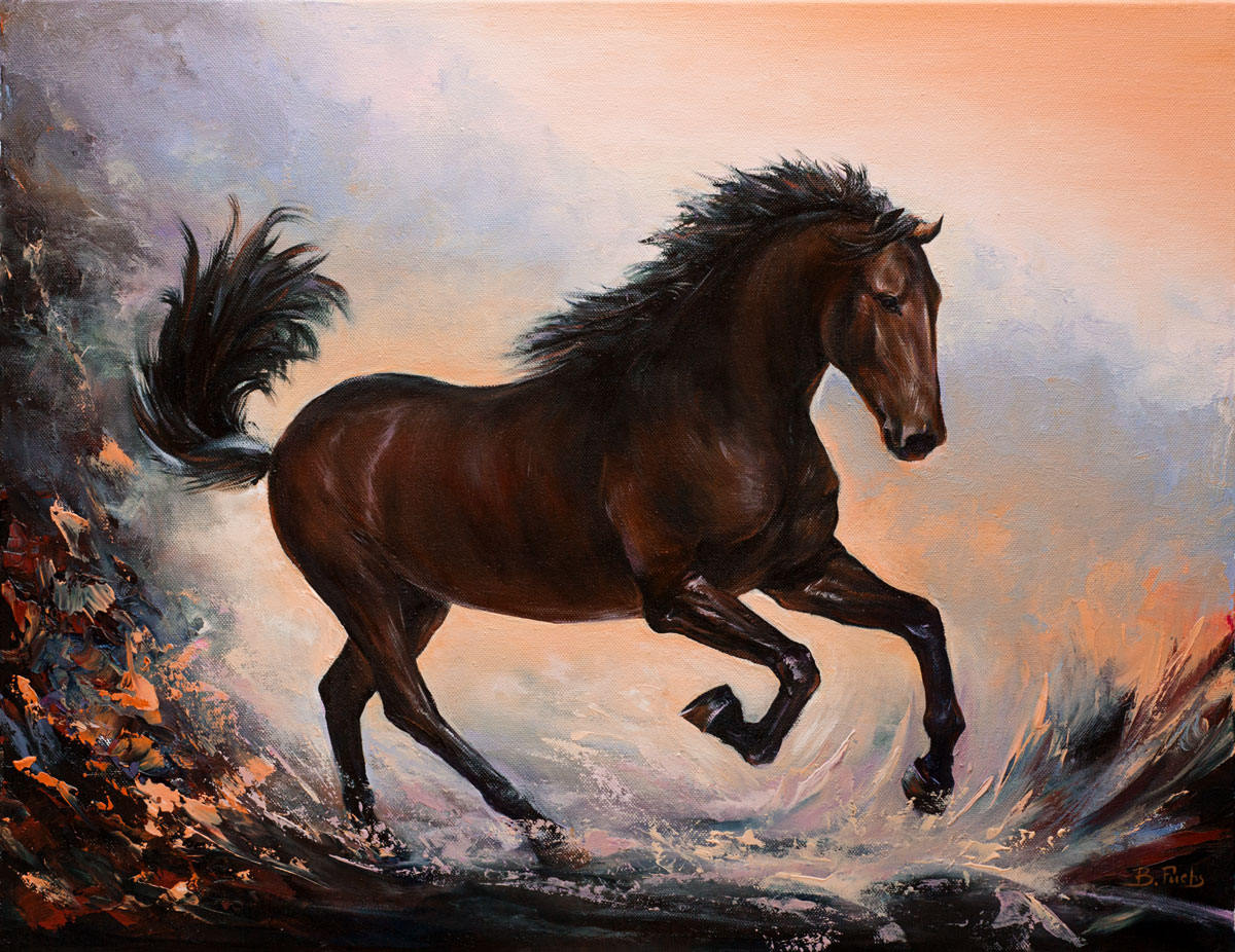 Horse painting equine art contemporary original wild horses Etsy