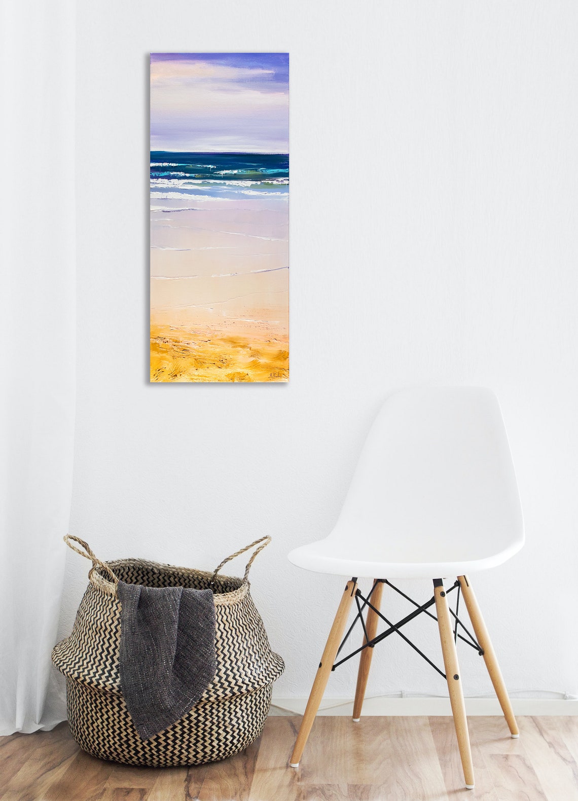 Beach painting seascape art original vertical canvas Etsy
