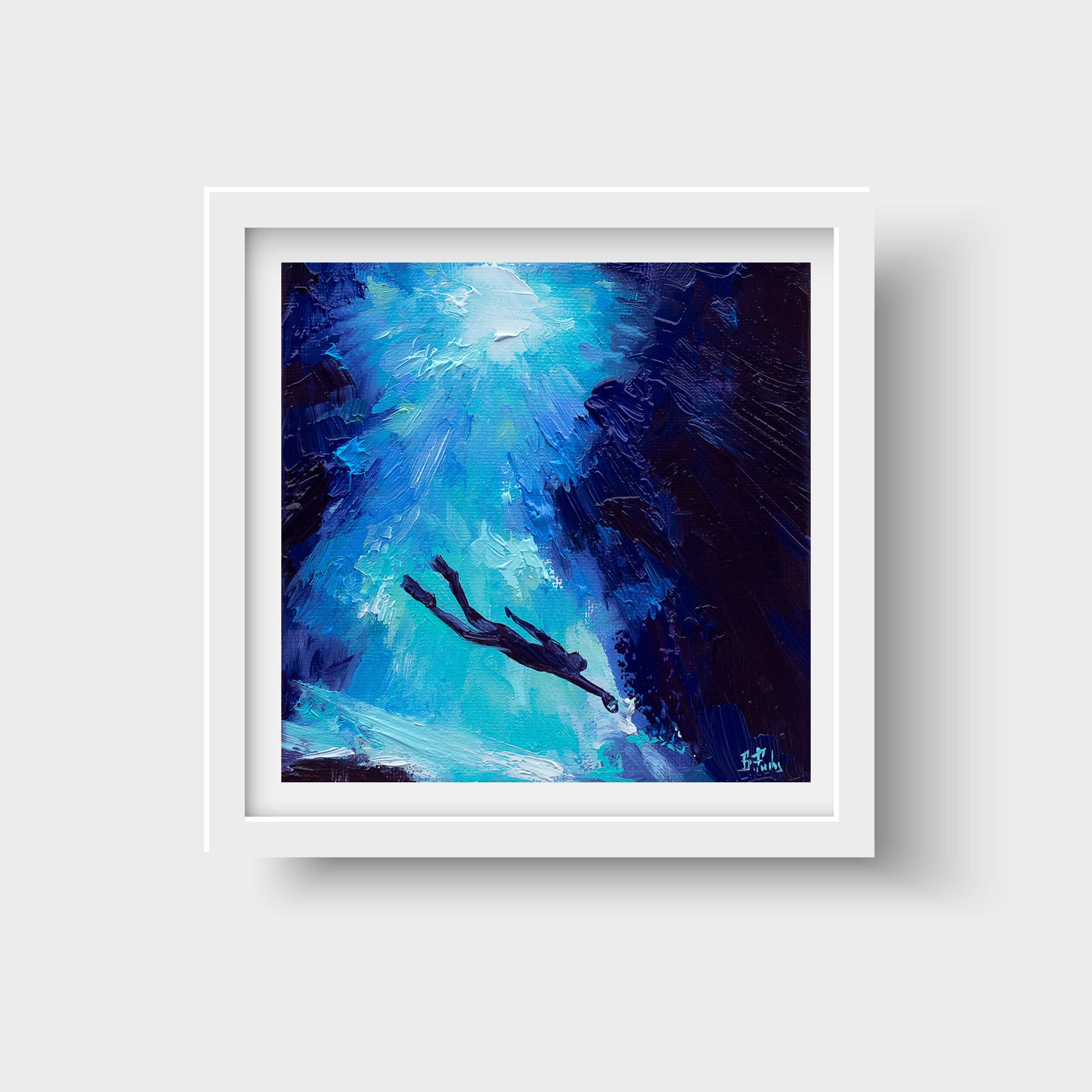Scuba Diving Painting Diver Underwater PRINT Etsy