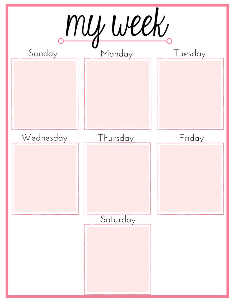 organizational print bundle weekly schedule 7 day
