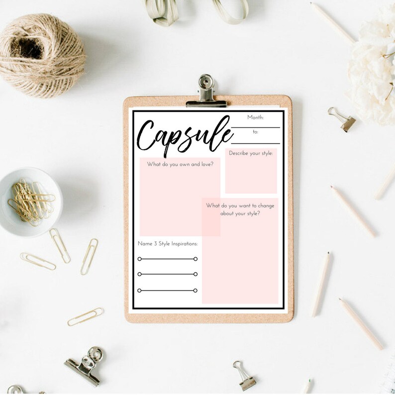 Capsule Wardrobe Planning Worksheet Bundle Digital Prints Etsy