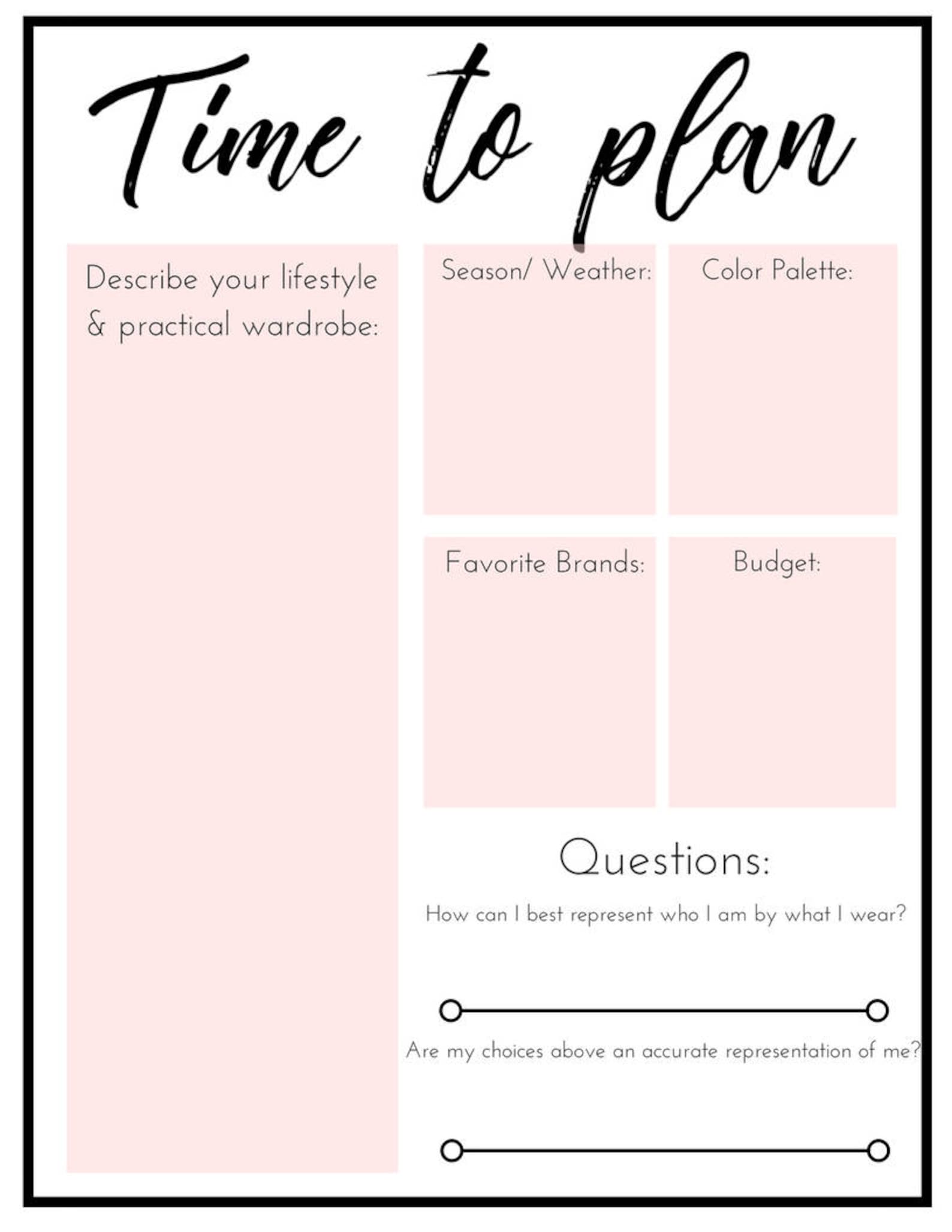 Capsule Wardrobe Planning Worksheet Bundle Digital Prints Etsy