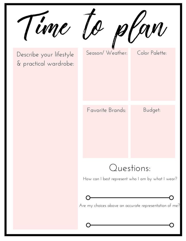 Capsule Wardrobe Planning Worksheet Bundle Digital Prints | Etsy
