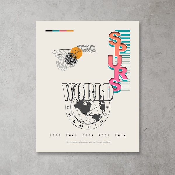 Spurs World Champions Poster [DIGITAL DOWNLOADS] | Minimalist Art Print, Modern, Vintage Style, Retro Home | San Antonio