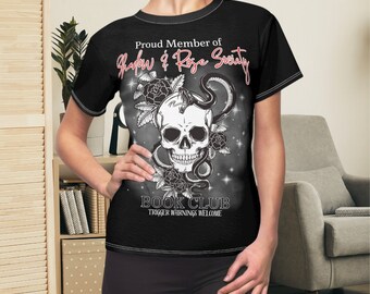 Dark Romance Society Book Club Camiseta gráfica para mujer Camiseta gótica con calavera floral Bookish Book Lover Spicey Book Lover Smut Lover Gift