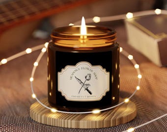 Vela inspirada en la novela romántica oscura Reader Smut Lover Haunting Adeline Vela perfumada de soja Meadows Flower Shop (varios tamaños, frasco ámbar)