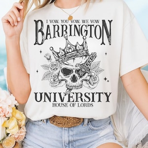 Comfort Colors Barrington University T-Shirt | Dark Romance Bookish Tee | Skeleton Aesthetic Book Lover Gift | Goth Fantasy Reader Shirt