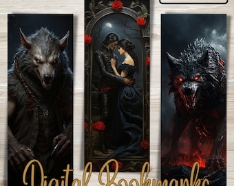 Forbidden Love Werewolf Dark Romance Digital Bookmarks Digital Printable Bookmarks | Digital Bookmark | Instant Download