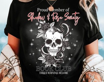 Dark Romance Society Book Club dames T-shirt met grafische bloemen Gothic bloemen Skull Softstyle T-shirt Bookish Book Lover Spicey Book Lover Smut Lover