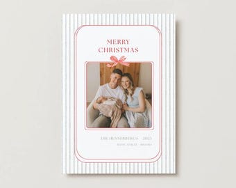 Modelo de cartão de Natal editável com foto | Cartão de Natal moderno e neutro | Cartão de Natal minimalista | Cartão de Natal para a família para imprimir