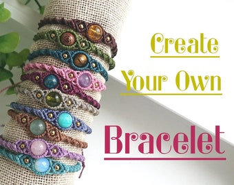 CREATE / DESIGN Your Own Macrame Bracelet - Choose Your Stone or Wood Bead & Cord Colour