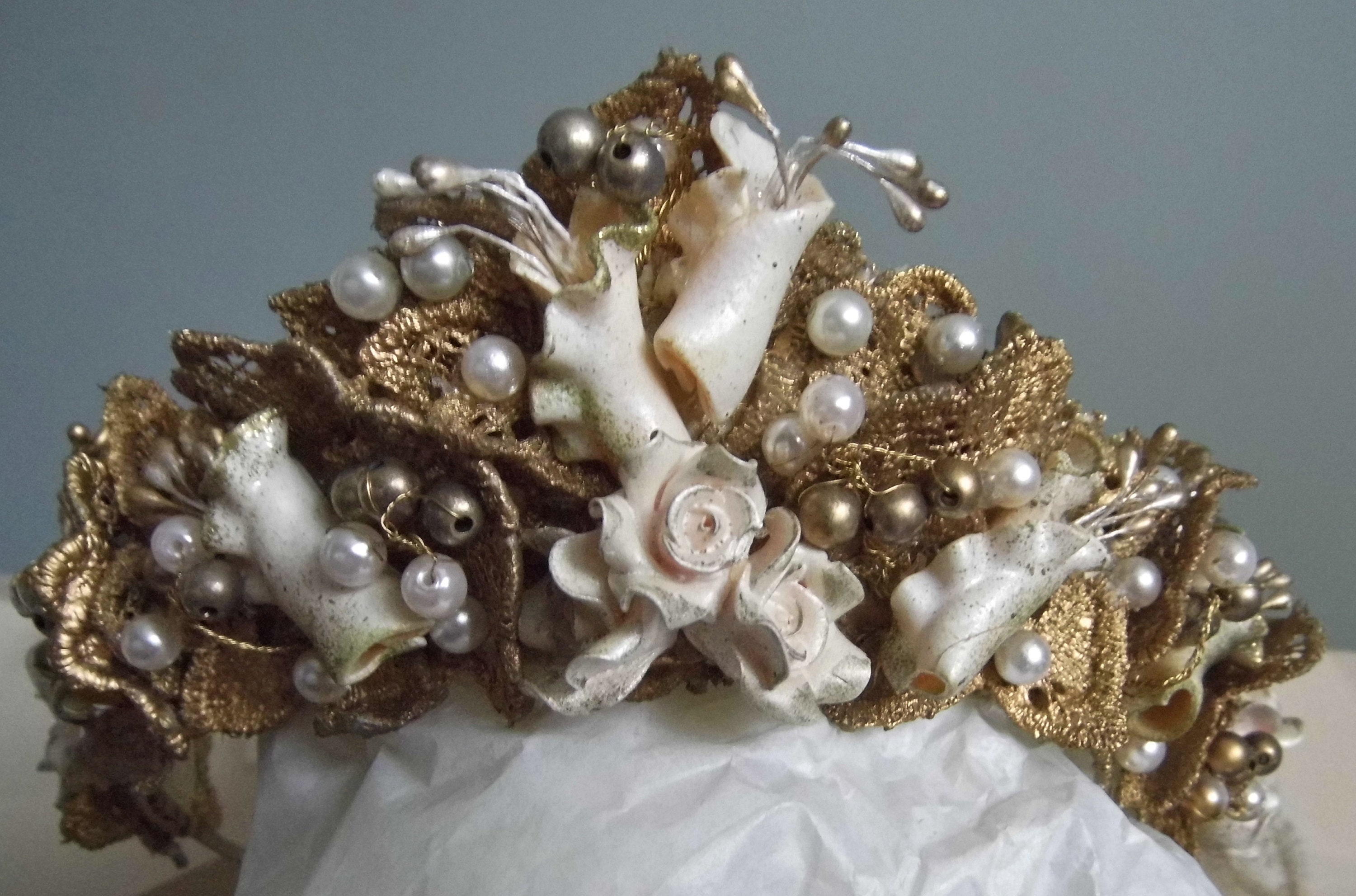 Scottish Designed Vintage Tiara in Golds Roses and Pearls Etsy
