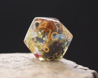Mushroom Forest D20 Dice: Handmade Resin Polyhedral Dice for D&D
