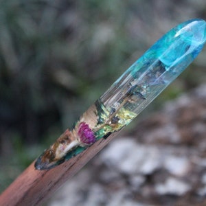 Hair Stick Lavender Wooden Real Wildflowers Floral Wood Resin Flower Terrarium Hair fork Long Hair Holder Botanical Woodland Florist gift