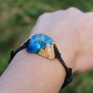 Wood Resin Bracelet Snow Mountains Jewelry Men Women Northern