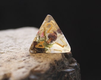 Mushroom Moss D4 Dice, Handmade Resin Dice for D&D and Pathfinder/ 0.8 in