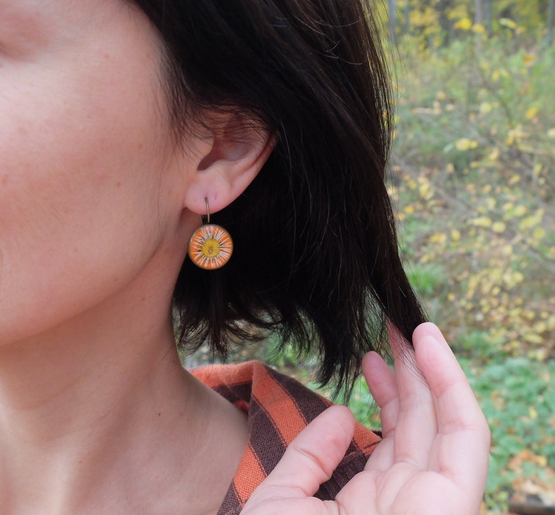 resin flowers jewelry friendship gift girl pressed flower dried plants,daisy drop earrings Real daisy earrings botanical earrings