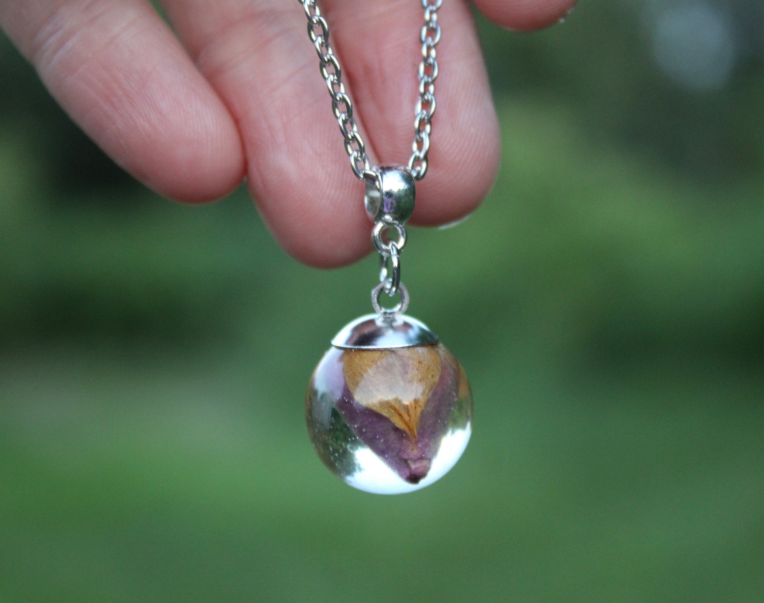 Rose Necklace/ Real Rose Flower Pendant / Resin Flower Etsy