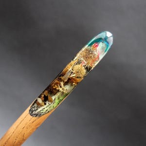 Floral Resin Hair Stick: Blue Wildflower Wooden Hairpin
