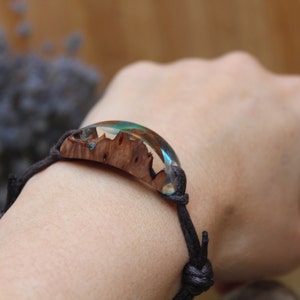 Houthars armband Bergen Sieraden Heren Dames Natuurlijk Blauw Groen Helder Verstelbare houten herenmode-armband Vaderdagarmband