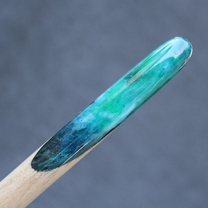 Hair stick Wood Resin Northern lights Wooden hairstick Long Hair Holder Purple Blue Green Hair slide Boho hairpin Natural Ocean accessory