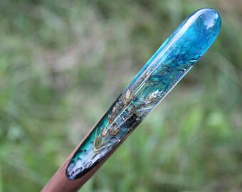 Lavender Hair Stick: Wood Resin Hair Pin, Boho Botanical Jewelry