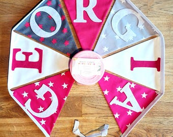 Banderines personalizados para niñas / Decoración rosa para habitación infantil / Regalo para recién nacidos