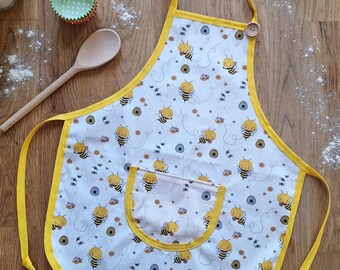Delantal infantil con diseño de abeja / Regalo para pequeños panaderos / Bata para niños de 3 a 7 años