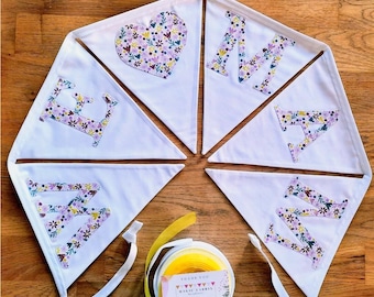 Banderines "We Love Mam" / Banderines florales con apliques para guardería, regalo para el Día de la Madre