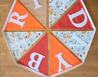 Pancarta de feliz cumpleaños hecha a mano / Decoración reutilizable para fiestas / Banderines de zorros