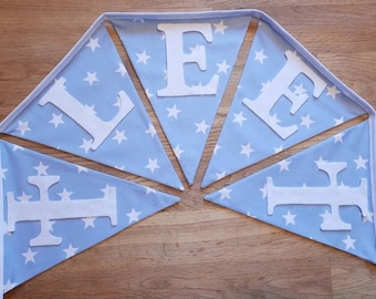 Banderines azules personalizados para bautizo, comunión y decoración infantil personalizada