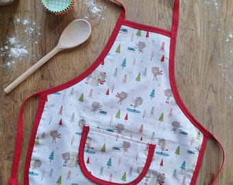 Delantal navideño para niños / Regalo para pequeños reposteros / Accesorio de repostería de ositos