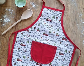 Delantal navideño para niños / Regalo para el pequeño panadero / Para las fiestas en casa