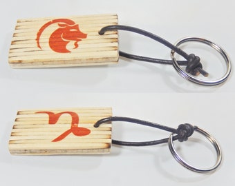 Keychain avec le chant de zodiaque et le symbole astrologique des ries, cadeau d'anniversaire, organisation de clefs, jour de Valentine, cadeau pour lui, cadeau pour elle,