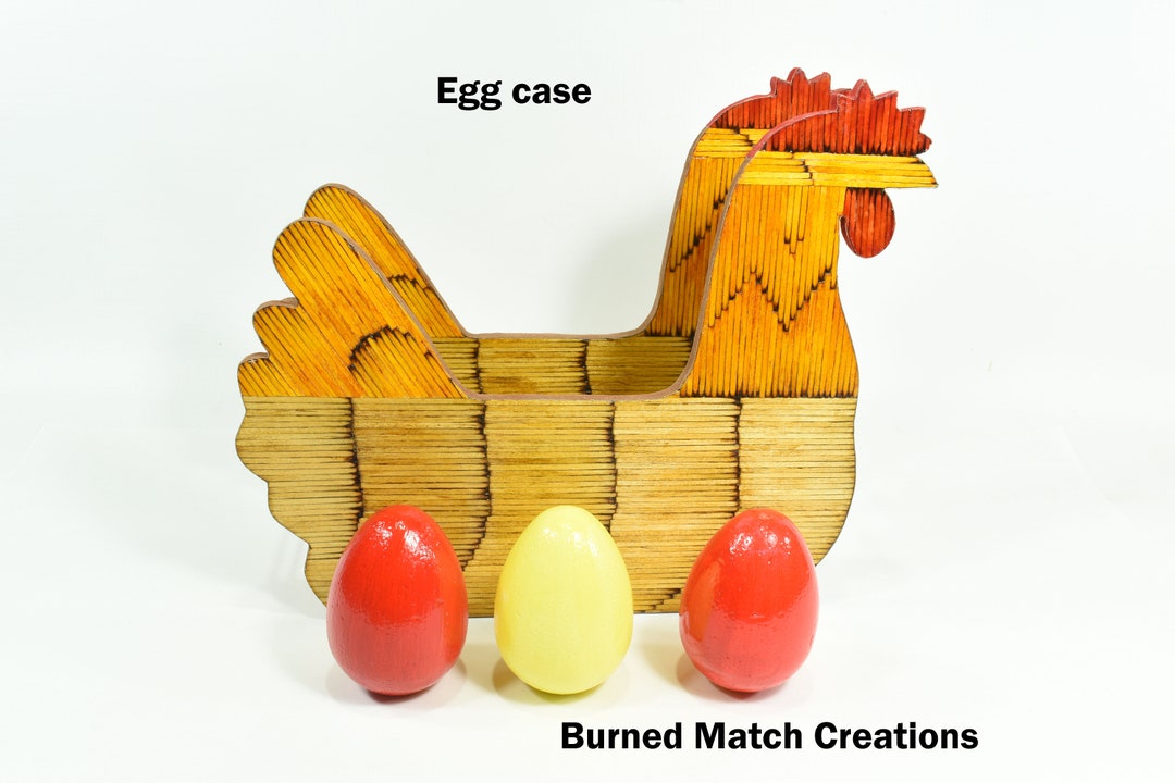 Handmade Egg Case Made From Burned Matchsticks, Case for Easter Eggs