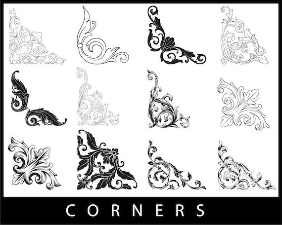 Corner Clipart, Vintage Ornate, Flourish Swirl, Border Svg, Corner Svg,  Decor Floral Border, Frame Clipart Eps, Png, Svg - Etsy